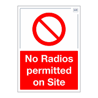 Site Safe - No radios permitted on site sign