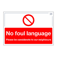Site Safe - No foul language sign
