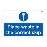 Site Safe - Place waste in correct skip sign