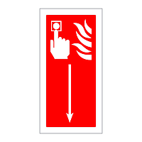 Fire alarm call point arrow down sign