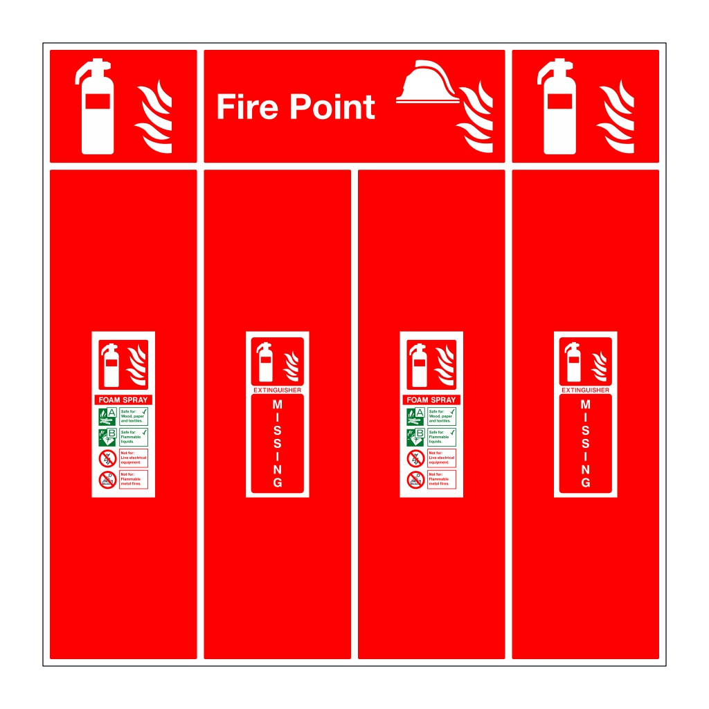 Foam spray fire extinguisher double location board