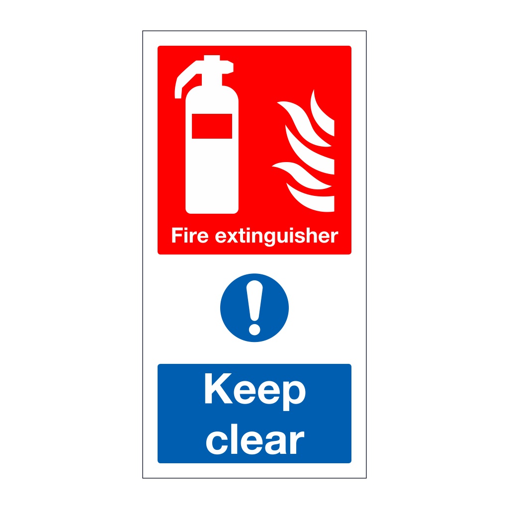 Fire extinguisher Keep clear sign British Safety Signs