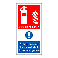 Fire extinguisher Only to be used by trained staff sign