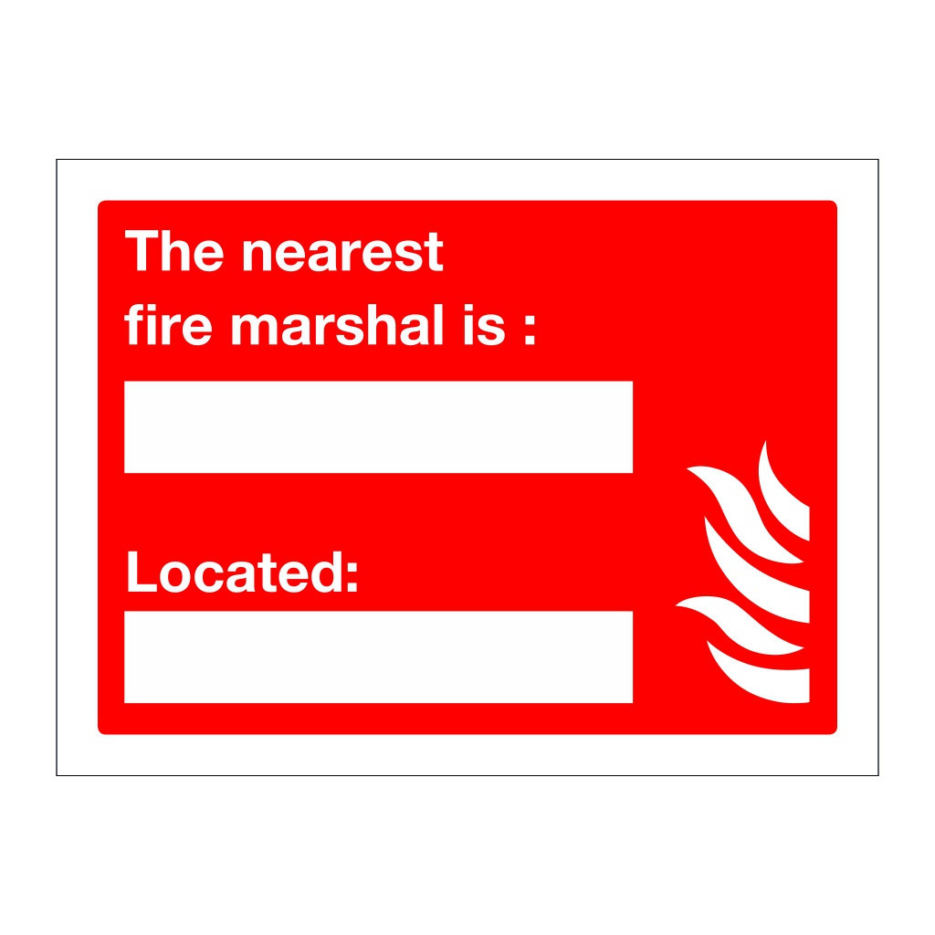The nearest fire marshal is located sign