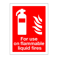For use on flammable liquid fires sign
