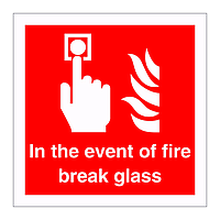 In the event of fire break glass sign