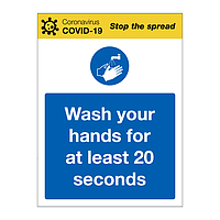 Wash your hands for at least 20 seconds Covid-19 sign