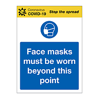 Face masks must be worn beyond this point Covid-19 sign