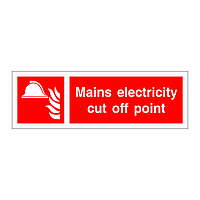 Mains electricity cut off point sign