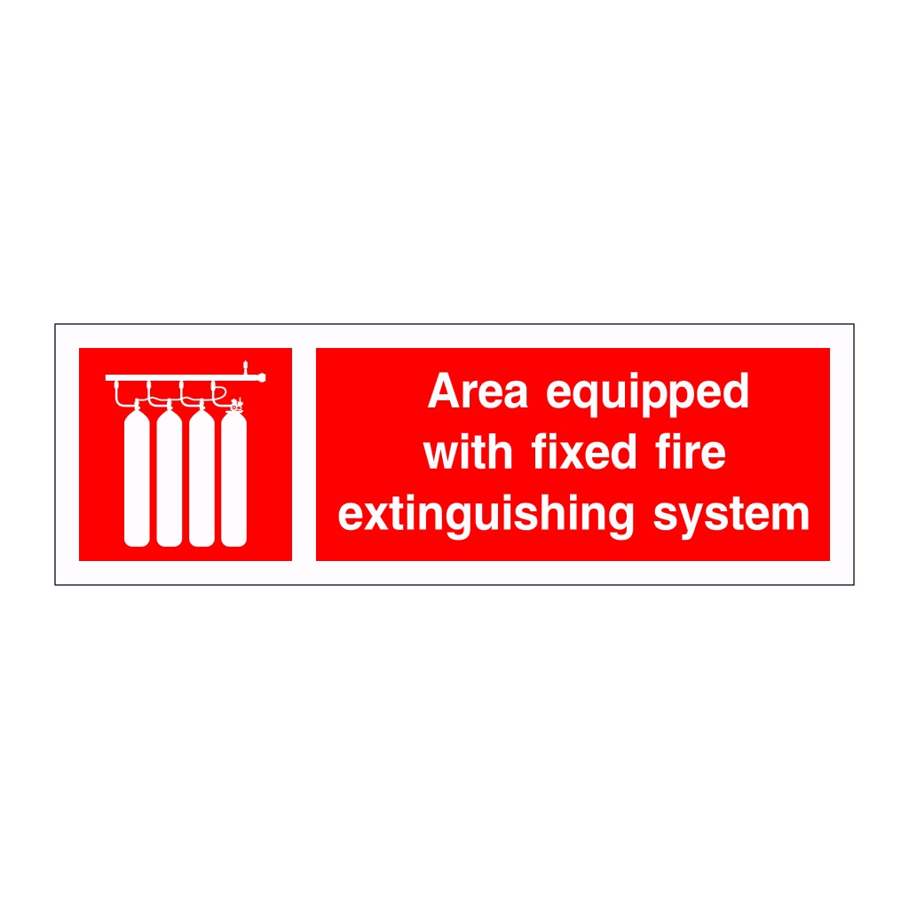 Area equipped with fixed fire extinguishing system sign