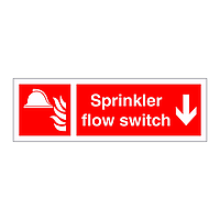 Sprinkler flow switch arrow down sign