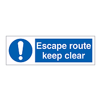 Escape route keep clear sign