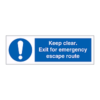 Keep clear Exit for emergency escape route sign