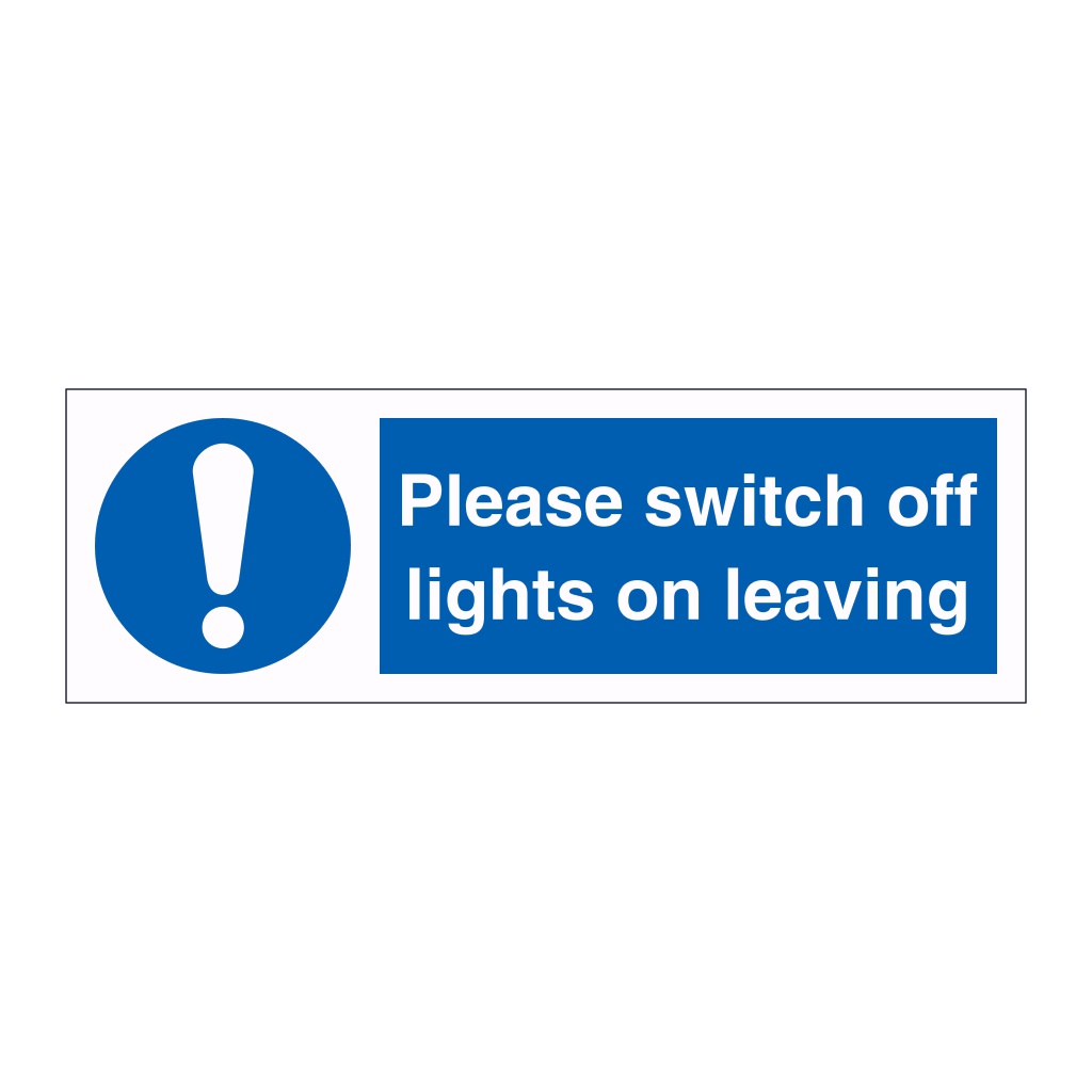 Please switch off lights on leaving sign