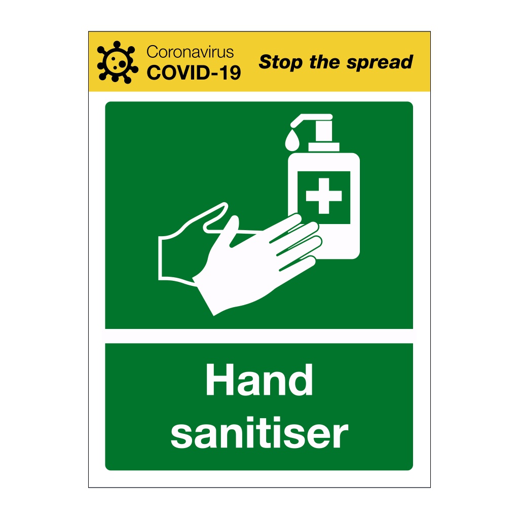 Hand sanitiser Covid-19 sign