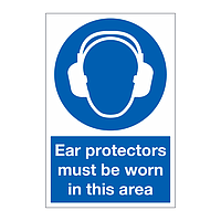 Ear protectors must be worn in the area sign