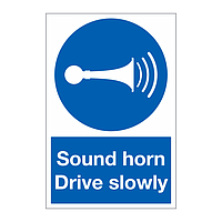 Sound horn Drive slowly sign