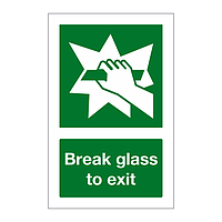 Break glass to exit sign