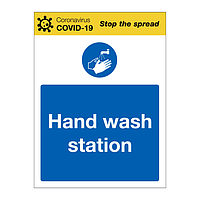 Hand wash station Covid-19 sign