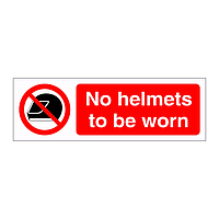 No helmets to be worn sign