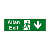 Exit arrow down English/Welsh sign