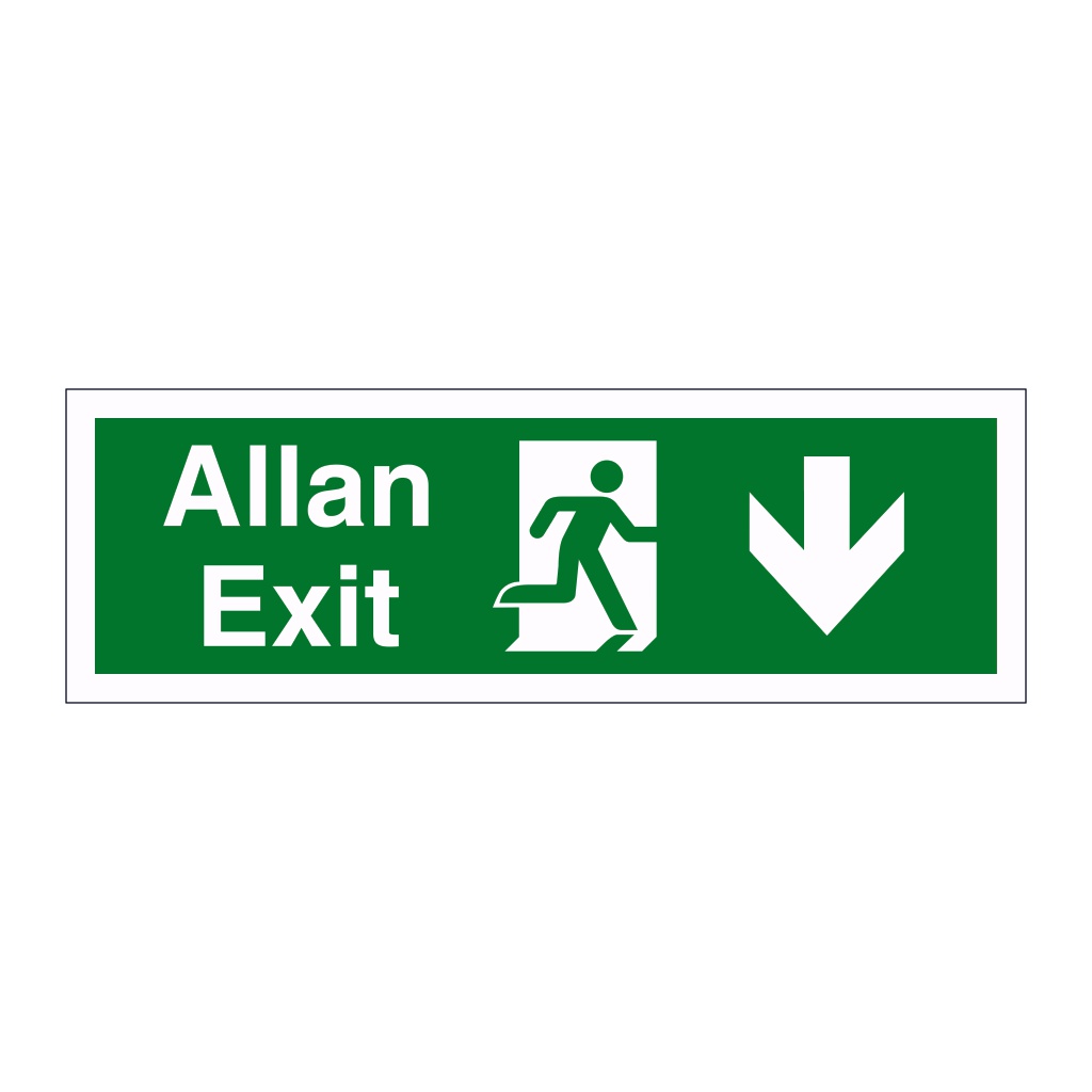 Exit arrow down English/Welsh sign
