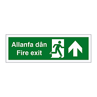 Fire exit arrow up English/Welsh sign