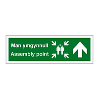 Assembly point arrow up English/Welsh sign