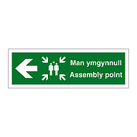 Assembly point arrow left English/Welsh sign