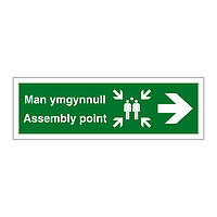 Assembly point arrow right English/Welsh sign