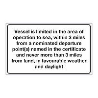 Cat 6 - To sea within 3 miles from a nominated departure point(s) named in the certificate (Marine sign)