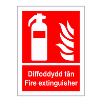 Fire extinguisher English/Welsh sign
