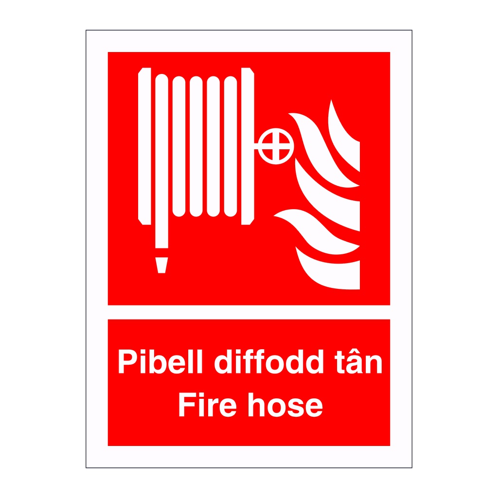 Fire hose English/Welsh sign