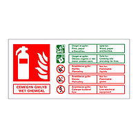 Wet Chemical fire extinguisher identification English/Welsh sign