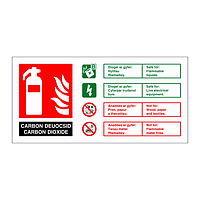 Carbon Dioxide fire extinguisher identification English/Welsh sign