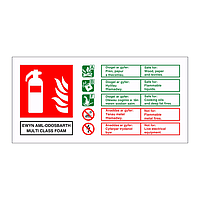 Multi class foam Fire extingisher identification English/Welsh sign
