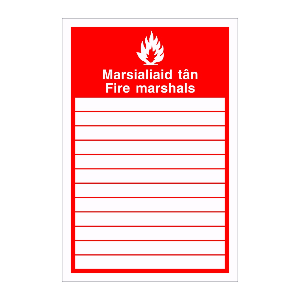 Fire marshals English/Welsh sign