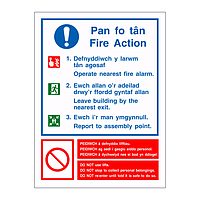 Fire action English/Welsh sign