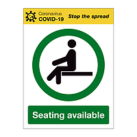 Seating available Covid-19 sign
