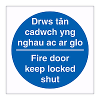 Fire door keep locked shut English/Welsh sign