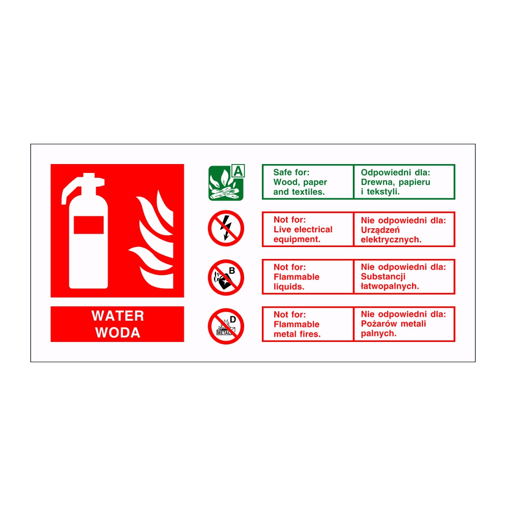 Water fire extinguisher identification sign |British Safety Signs