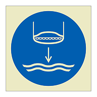 Lower lifeboat to the water symbol 2019 (Marine Sign)