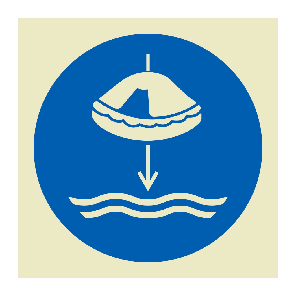 Lower liferaft to the water symbol 2019 (Marine Sign)