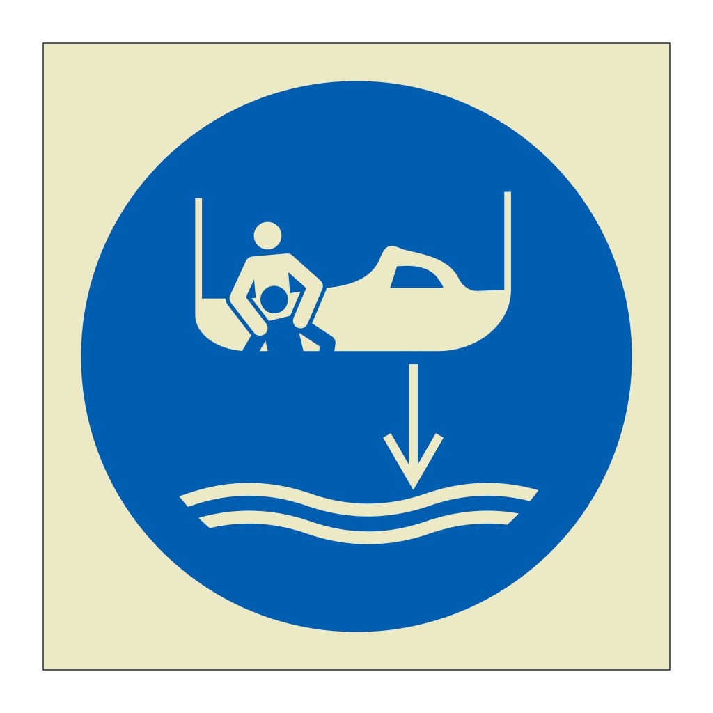 Lower rescue boat to the water symbol 2019 (Marine Sign)