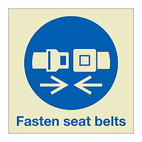 Fasten seatbelts with text 2019 (Marine Sign)