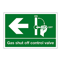 Gas shut off control valve with left arrow sign