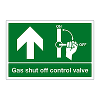 Gas shut off control valve with up arrow sign
