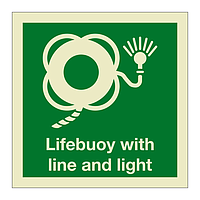 Lifebuoy with line and light with text 2019 (Marine Sign)