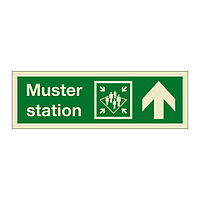 Muster station with up directional arrow 2019 (Marine Sign)