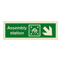 Assembly station with down right directional arrow 2019 (Marine Sign)